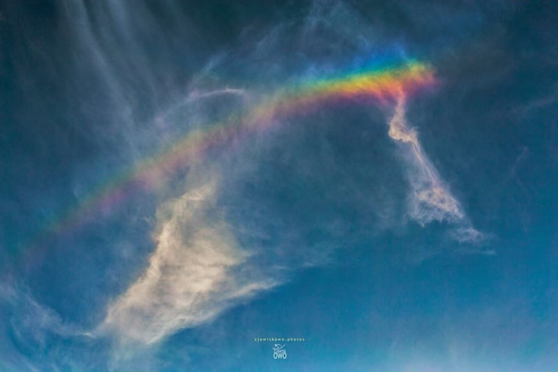 Arco-iris circumzenithal sobre a Polônia, em 7 de julho de 2018. Por Zjawiskowo.