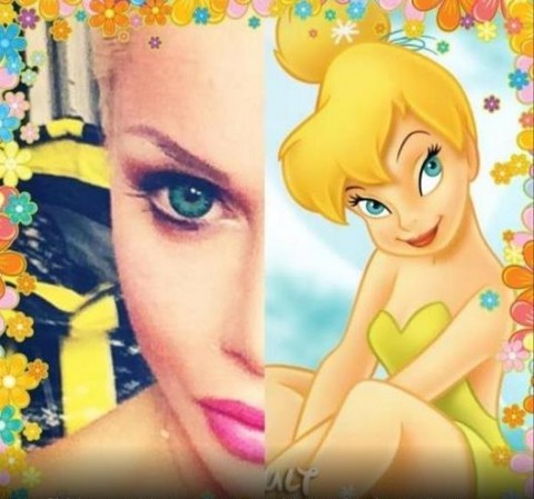 Para conquistar os olhos azuis da personagem Sininho, a modelo passou por uma dolorosa cirurgia nos olhos.