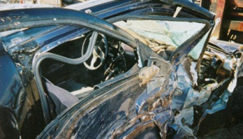 O carro de Rathbun, após o acidente.